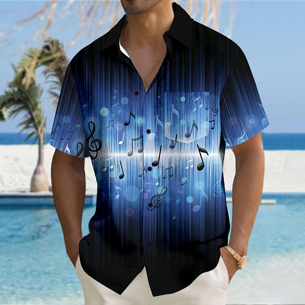 Herren Bemerkung Lässiges Hemd Kurzarm Brautkleider schlicht Party Normal Casual Sommer Frühling Umlegekragen Knopf hoch Dunkelblau Lightinthebox