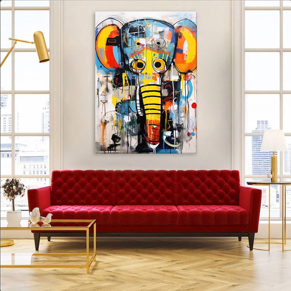 Handbemalte Graffiti-Leinwand, Geschenk, Banksy, Elefant, Leinwand, Dekor, Leinwand, Geschenk, abstrakte Kunst, Leinwand, personalisierte Geschenke, kein Rahmen Lightinthebox