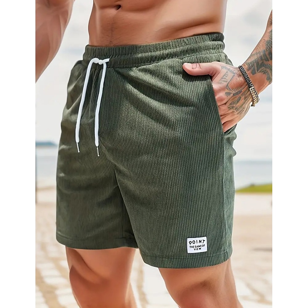 Herren Shorts Kurze Hosen Lässige Shorts Cordshorts Tasche Kordelzug Elastische Taille Glatt Komfort Weich In voller Länge Outdoor Party Täglich Urlaub Modisch Schwarz Armeegrün Lightinthebox