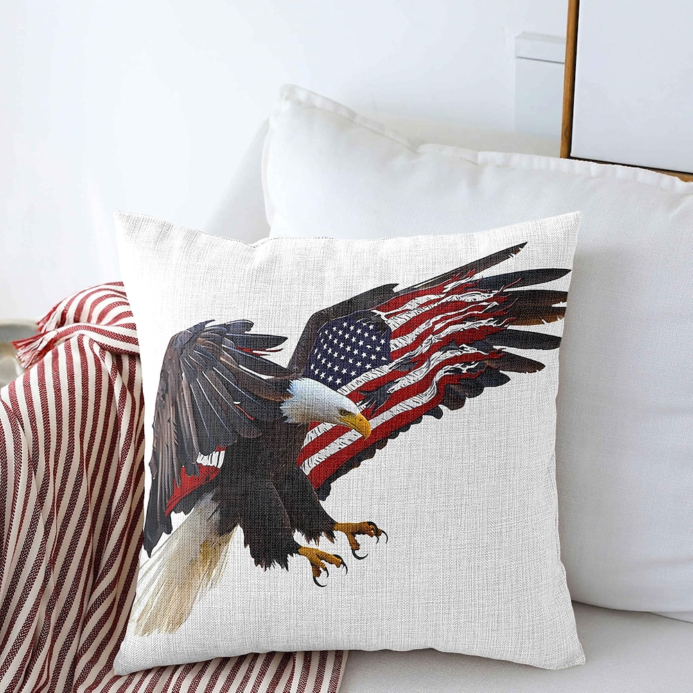 Vintage dekorativer Kissenbezug 1 Stück Adler Nationalflagge weicher quadratischer Kissenbezug für Schlafzimmer Wohnzimmer Sofa Couch Stuhl schwarz weiß rot Lightinthebox