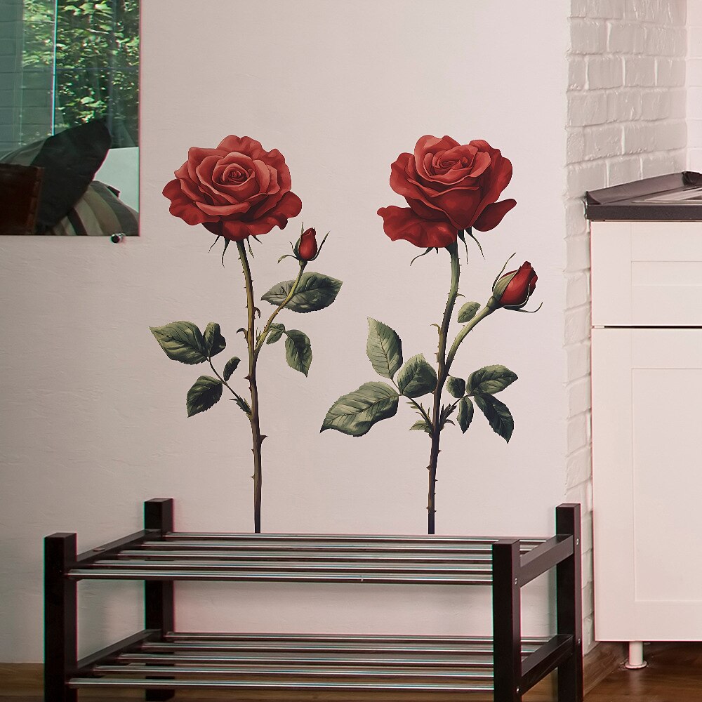 Valentinstag romantische rote Rose Schlafzimmer Wohnzimmer Eingang Haus Hintergrund Verschönerung Wandaufkleber Lightinthebox