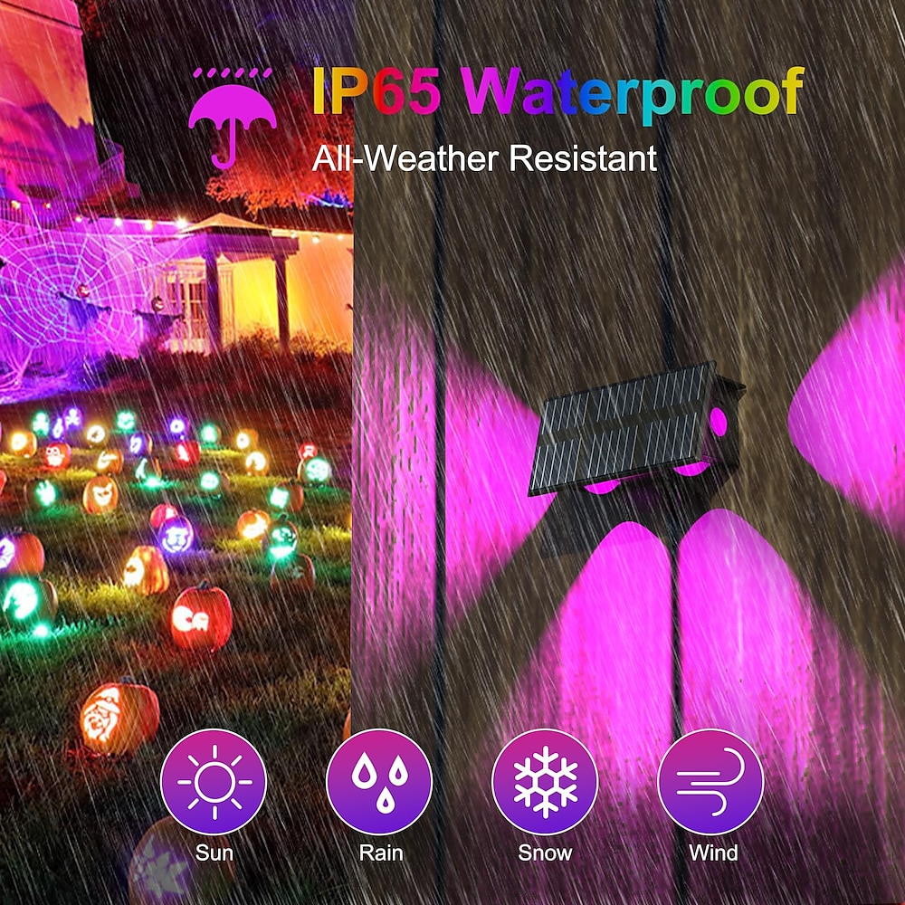 1 pc solar wasserdichte wand lampe rgb außen hof garten veranda garage garten außenwand pool beleuchtung Lightinthebox