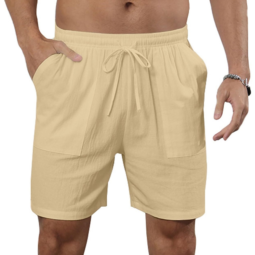 Herren Shorts Kurze Hosen Leinenshorts Kurze Hosen Sommer-Shorts Strandshorts Kurze Hosen Kordelzug Elastische Taille Vordertasche Glatt Komfort Atmungsaktiv Knielänge Outdoor Täglich Festtage Lightinthebox