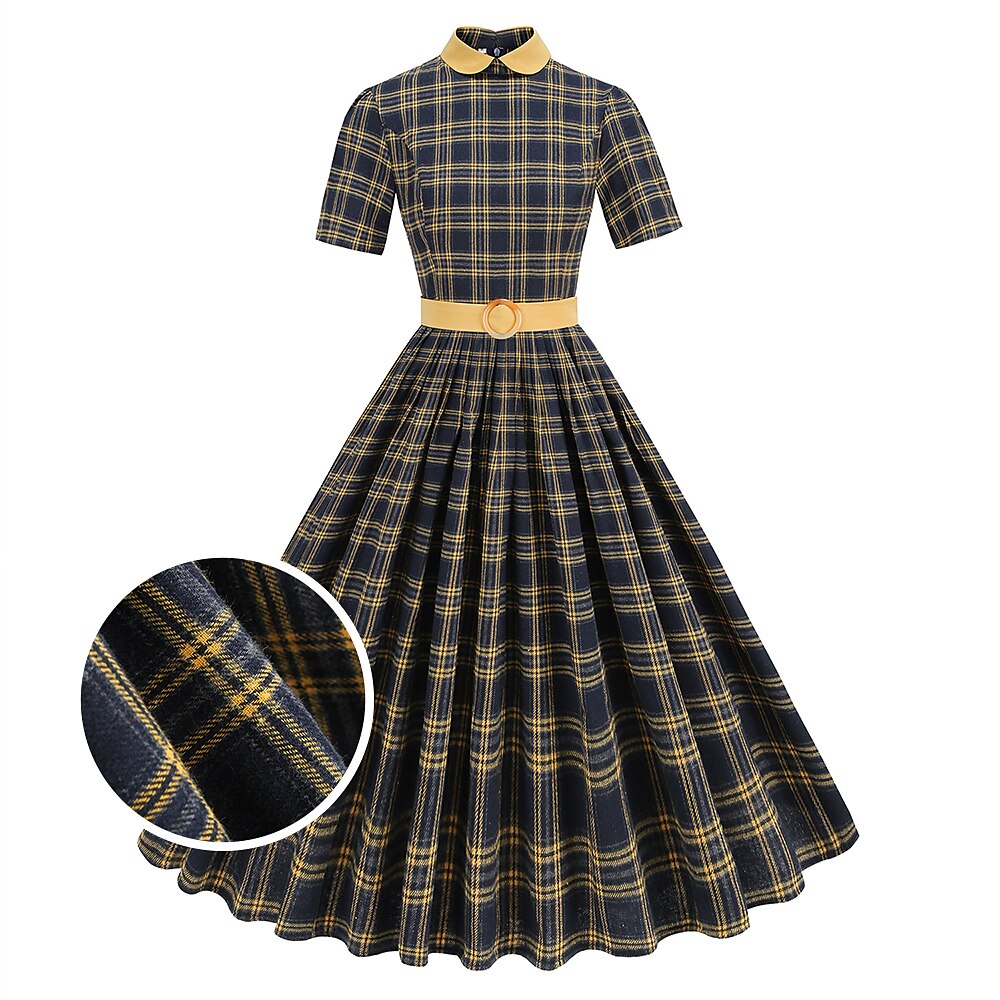 Retro Vintage 1950s Cocktailkleid Kleid Flare-Kleid Damen Gitter / Plaid Maskerade Veranstaltung / Fest Festival Erwachsene Kleid Homecoming-Kleider Lightinthebox