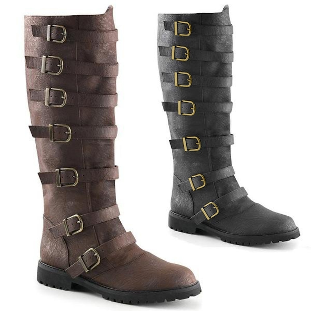 Mittelalterlich Renaissance Schuhe Flache Jazzstiefel Seeräuber Krieger Ritter Ritter Herren Unisex Seeräuber Steampunk Halloween Maskerade Leistung Party / Abend LARP Erwachsene Schuhe Lightinthebox