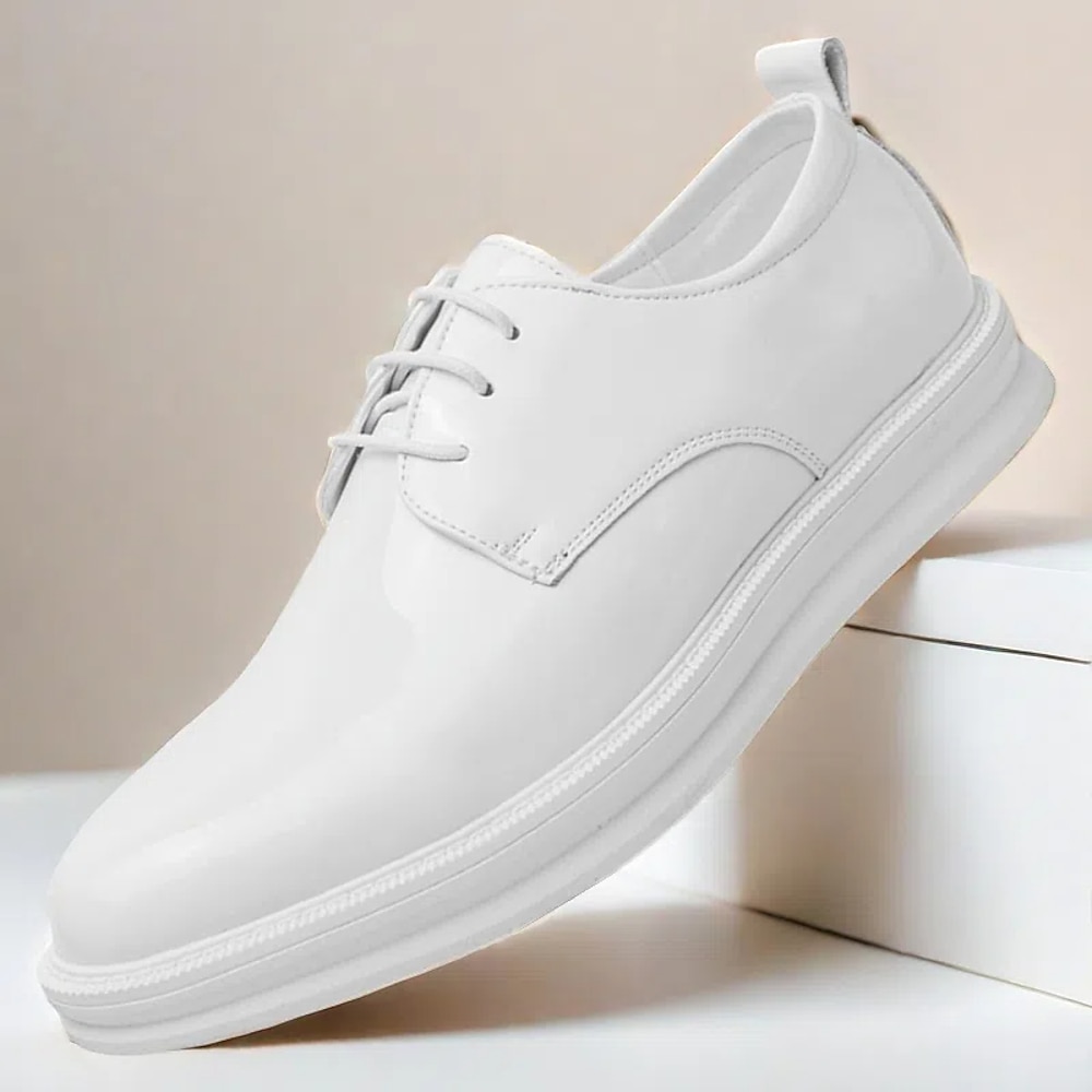 Weiße Oxford-Schnürschuhe aus Kunstleder für Herren - elegante formelle Schuhe für Hochzeiten, Business und besondere Anlässe Lightinthebox