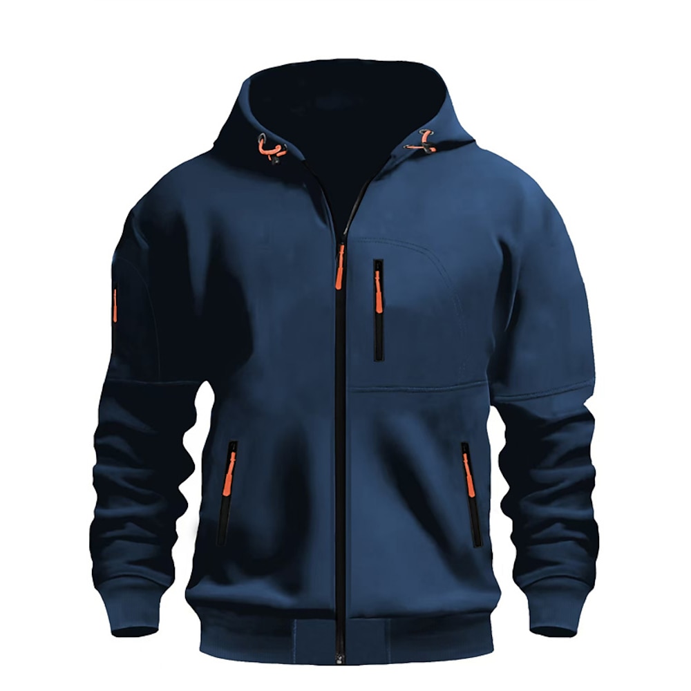 Herren Hoodie Sweatshirt Kapuze Sweatshirt Pullover Kapuzenshirt mit durchgehendem Reißverschluss Schwarz Wein Armeegrün Marineblau Blau Mit Kapuze Glatt Tasche Sport Natur Täglich Festtage Lightinthebox