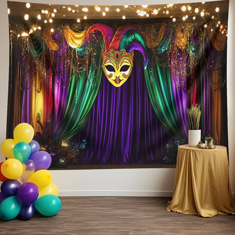 Karneval Fasching Fasnacht Wandteppich zum Aufhängen Maske Wandkunst großer Wandteppich Wandbild Dekor Fotografie Hintergrund Decke Vorhang Haus Schlafzimmer Wohnzimmer Dekoration Lightinthebox