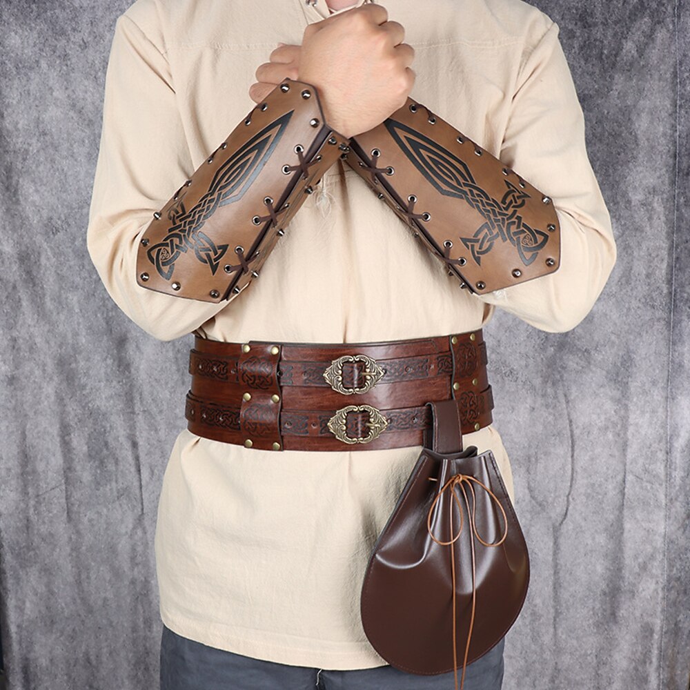 Retro Vintage Mittelalterlich Renaissance Waffen und Rüstungen Taillengürtel Gürteltasche Faschingskostüme Seeräuber Vikinger Ranger Herren Halloween Karneval Party LARP Erwachsene Taillengürtel Lightinthebox