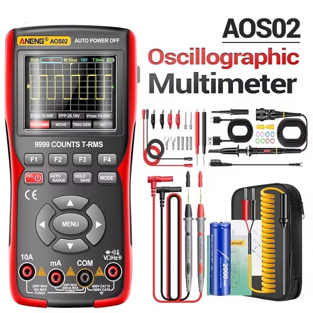 aneng aos02 digitales Oszilloskop Transistor-Test-Multimeter 48 ms/s Abtastrate 10 MHz analoge Bandbreite unterstützt Wellenformspeicher Lightinthebox