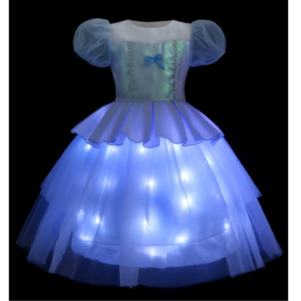 Frozen Prinzessin Märchen Elsa Blumenmädchen Kleid Motto-Party-Kostüm Tüll-Kleider Mädchen Film Cosplay LED-Leuchten Halloween Karneval Leistung Party Bühne Lightinthebox