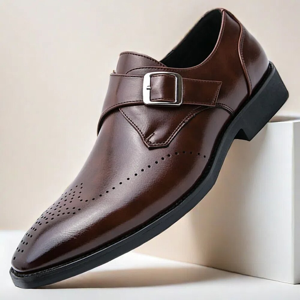 braune Monkstrap-Schuhe aus Kunstleder für Herren - klassische Brogue-Details, formeller Kleidungsstil, perfekt für Geschäftstreffen, Hochzeiten und besondere Anlässe Lightinthebox