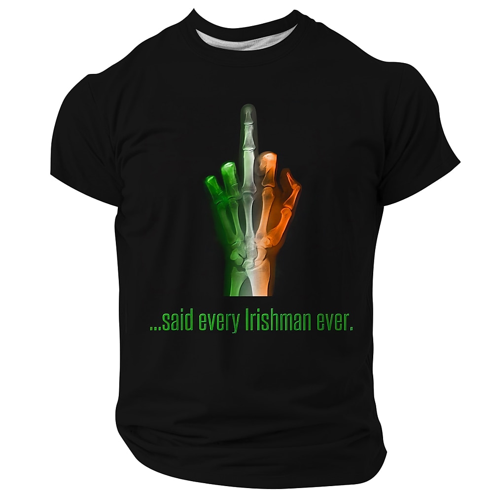 St. Patrick Herren Kleeblatt Glückliche Iren T Shirt Kurzarm T-Shirt 3D-Druck Rundhalsausschnitt Hemd Designer Brautkleider schlicht Party Festtage Klub Schwarz Sommer Frühling Bekleidung S M L XL Lightinthebox