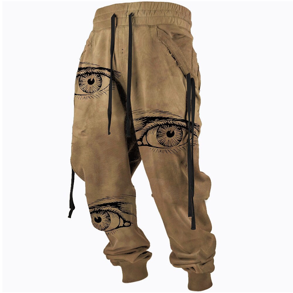 Herren Bedruckt Große Augen Jogginghose Trainingshose Hose Hosen Mittlere Taillenlinie Elastischer Kordelzug in der Taille Aktiv Vintage Brautkleider schlicht Outdoor Urlaub Strassenmode Mit Taschen Lightinthebox