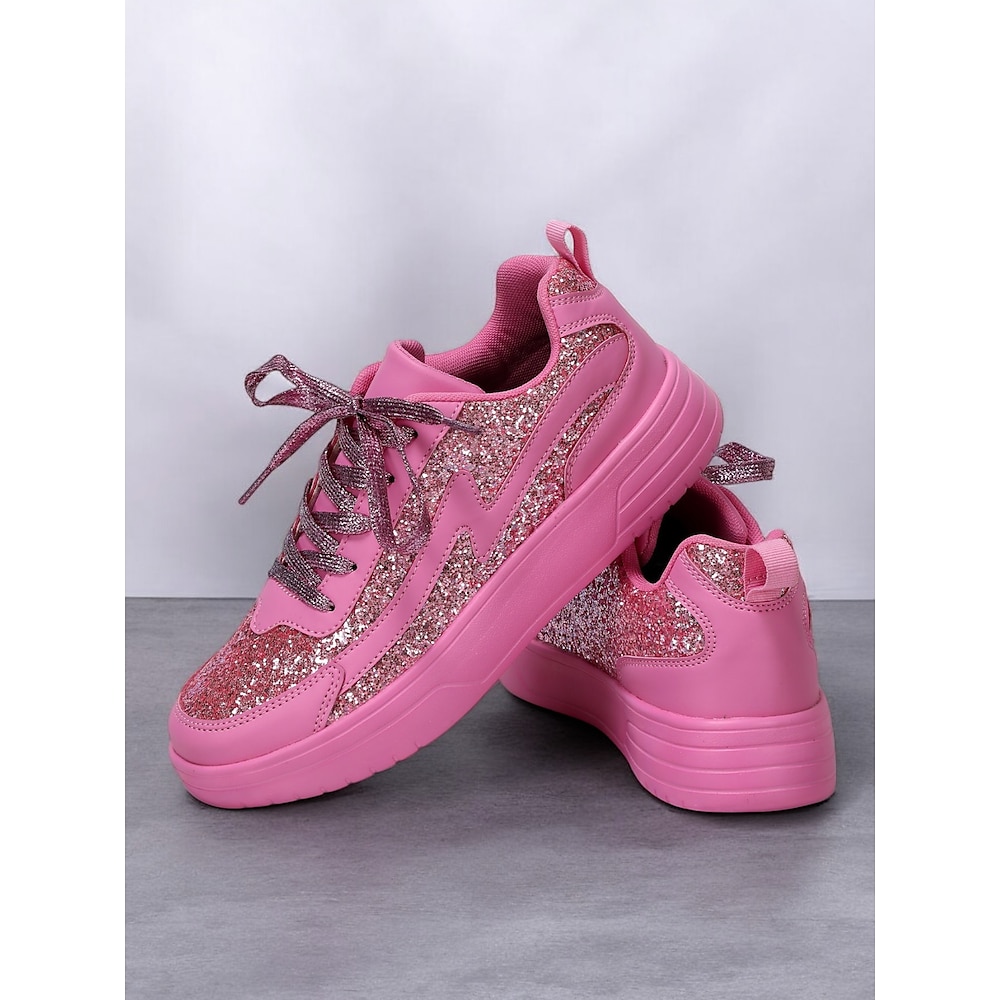 Bequeme rosa Glitzer-Sneaker für Damen, perfekt für die Freizeit und Party Lightinthebox