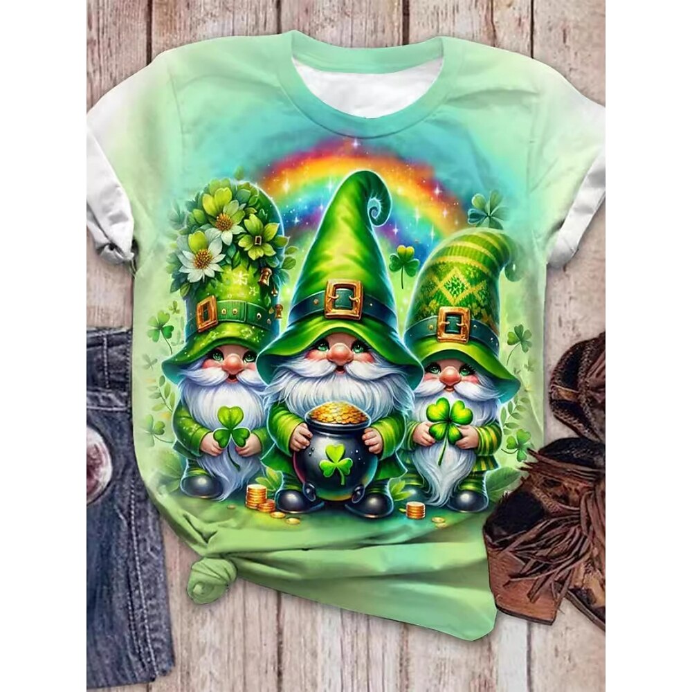 Frauent-Shirt zum St. Patrick's Day T-Shirt Täglich Lässig Kurzarm Grün Sommer Lightinthebox