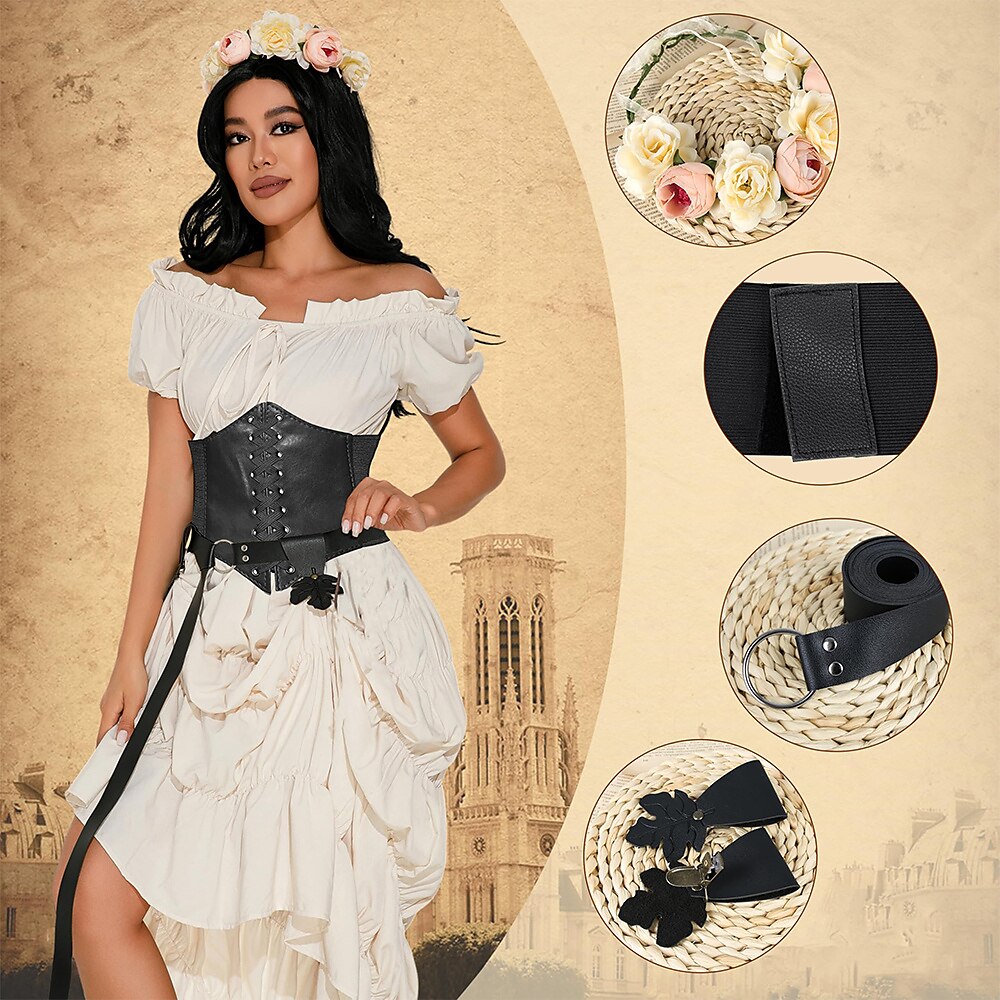 Retro Vintage Mittelalterlich Renaissance Austattungen Taillengürtel Chemise Vikinger irisch Damen Halloween Karneval Leistung Party LARP Erwachsene Kleid Gürtel Mehre Accessoires Lightinthebox