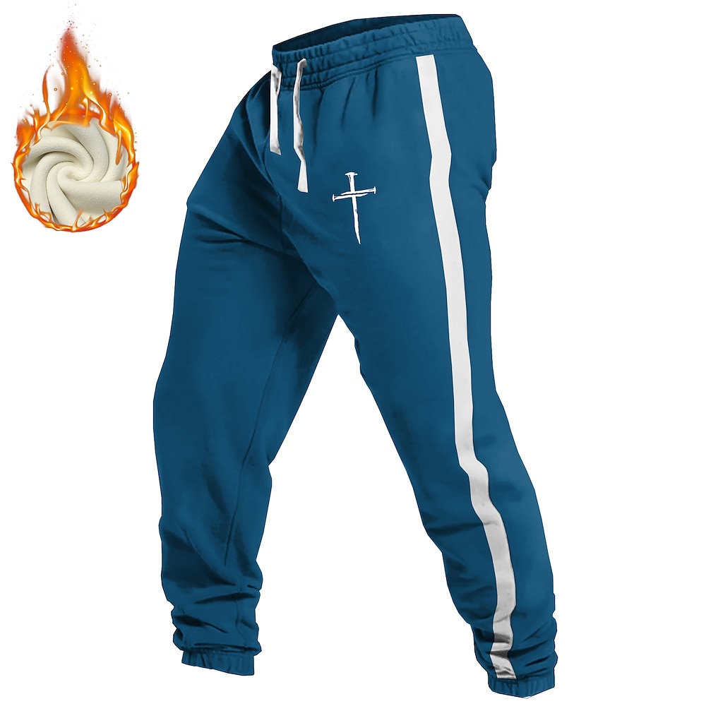 Herren Kreuz der Templer Gestreift Jogginghose Trainingshose Hose Hosen Fleece-Jogginghose Elastischer Kordelzug in der Taille Vintage Brautkleider schlicht Outdoor Festtage Strassenmode Mit Taschen Lightinthebox