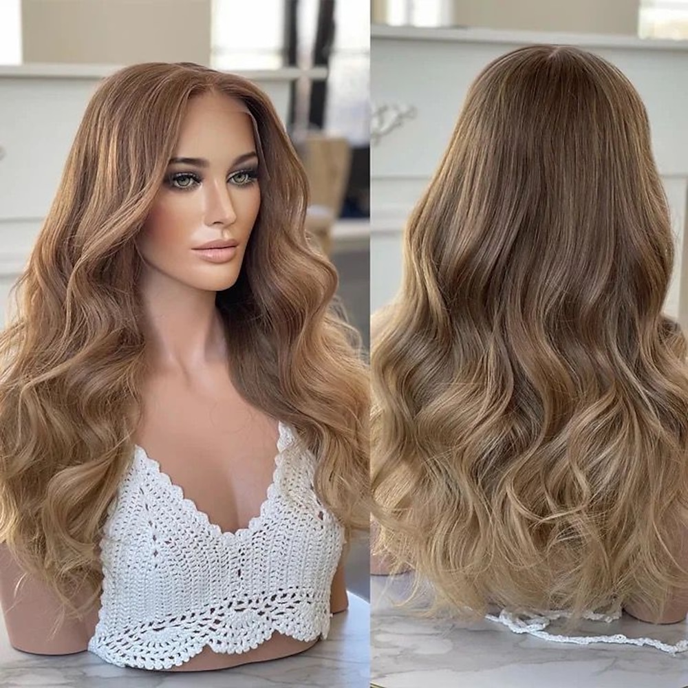 Unverarbeitetes reines Haar 5x5 Verschluss 13x4 Spitzenfront Perücke Freier Teil Brasilianisches Haar Wellen Mehrfarbig Perücke 130% 150% Haardichte mit Babyhaar Gefärbte Haarspitzen (Ombré Hair Lightinthebox