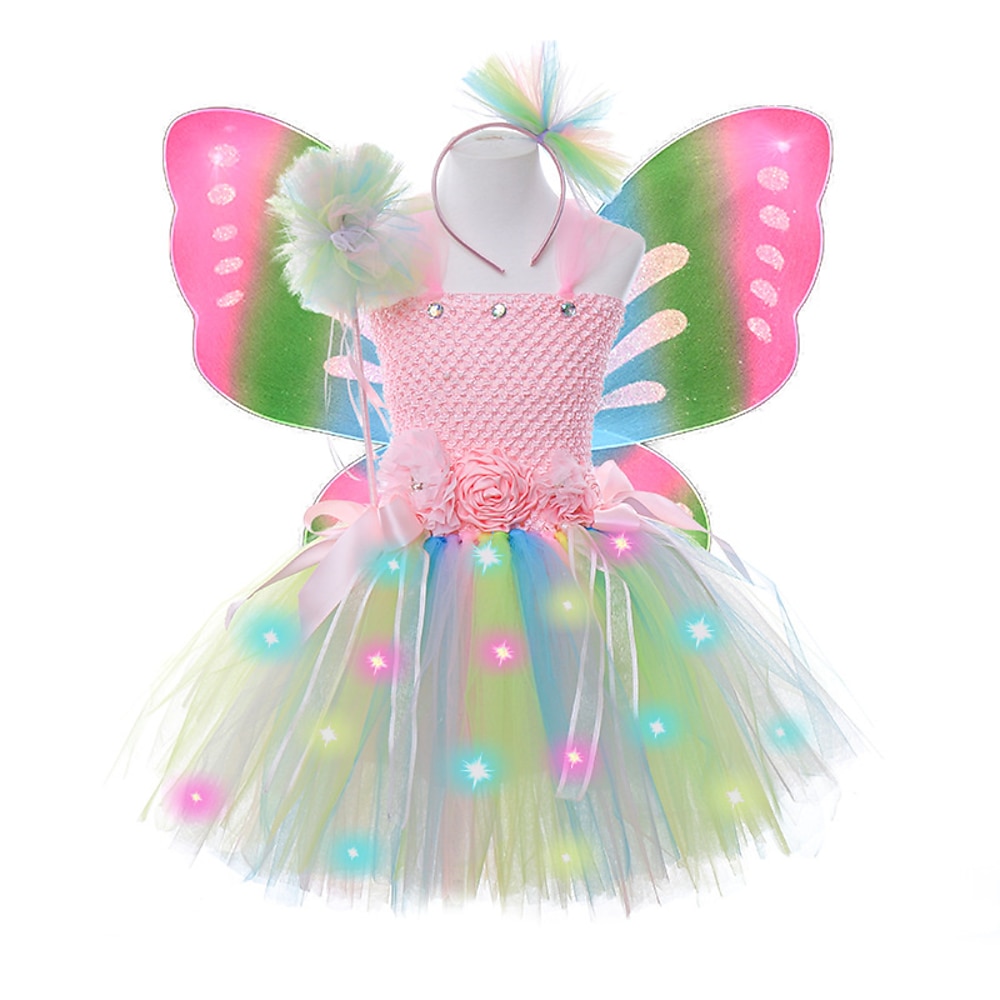 kinderkleidung Mädchen Cosplay-Kleid Party Kleid Feste Farbe Regenbogen Ärmellos Leistung Geburtstag Schön Süß Polyester Übers Knie abendkleider A Linie Kleid Tüll-Kleid Sommer 4 Jahre Grün Lightinthebox