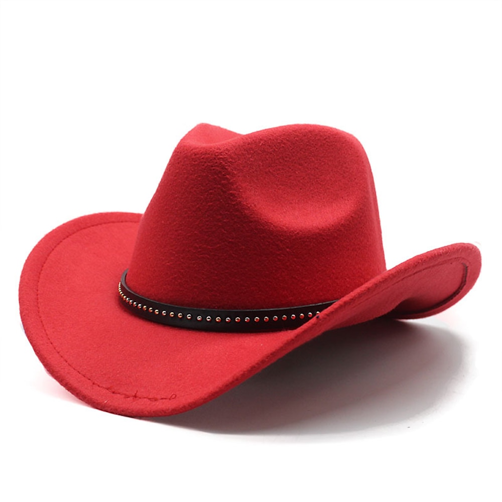 Herren Sonnenhut Cowboy-Hut Fedora-Trilby-Hut Schwarz Rote Wollen Vintage-Stil Modisch 18. Jahrhundert Bundesstaat Texas Täglich Kostümparty Solide / einfarbig Sonnenschutz Cosplay Lightinthebox