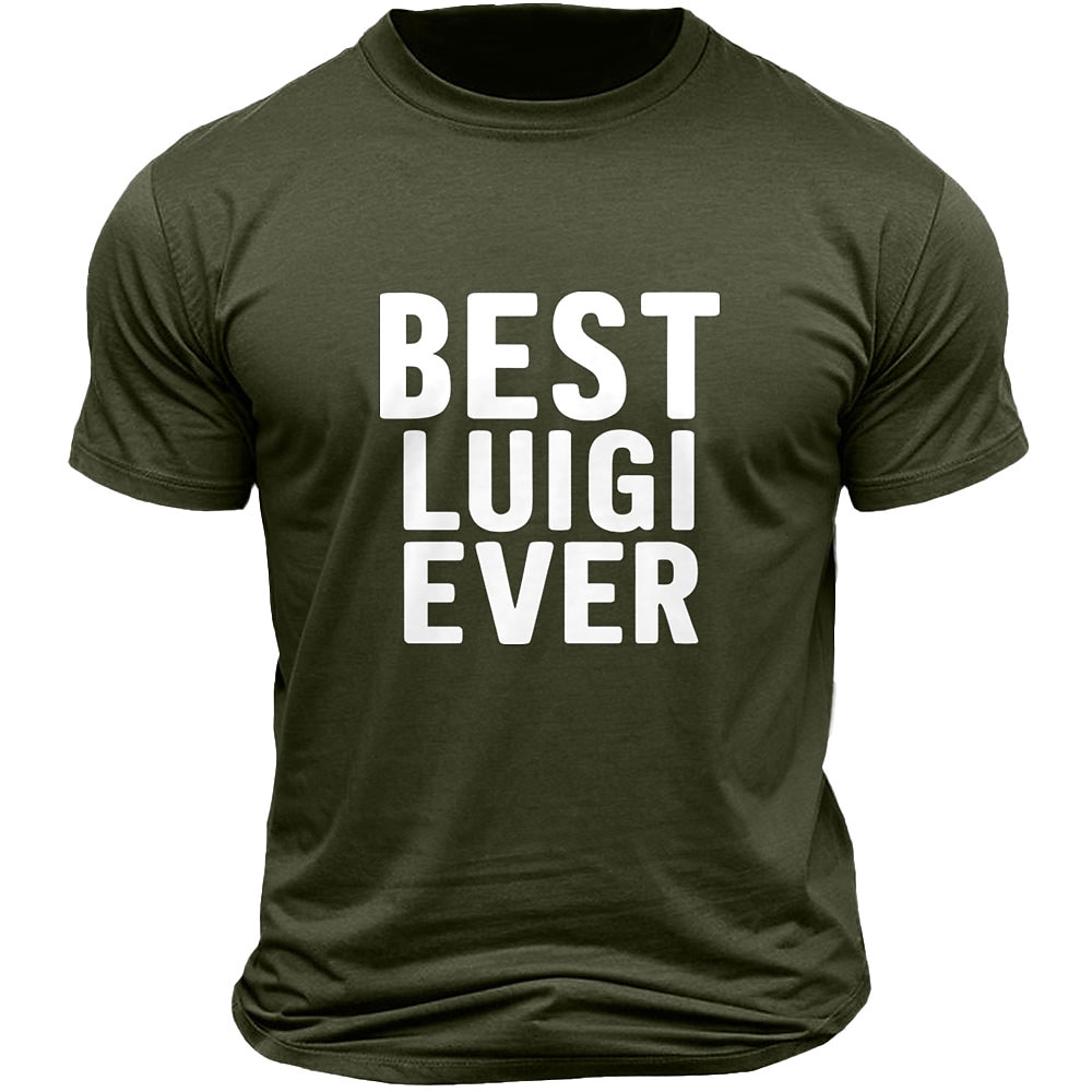 Das beste Luigi-T-Shirt aller Zeiten für Herren, 100 % Baumwolle, kurzärmliges Grafikshirt, schwarz, armeegrün, dunkelblau, bequemes T-Shirt, Urlaub, Street Fashion, Designerkleidung Lightinthebox