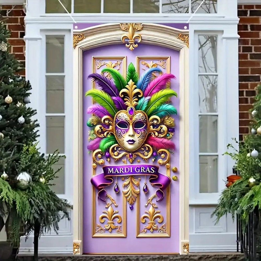 Karneval Mardi Gras Türdekorationen Türabdeckungen Maske Tür Gobelin Türvorhang Dekoration Hintergrund Indoor/Outdoor Tür Banner für Haustür Bauernhaus Lightinthebox