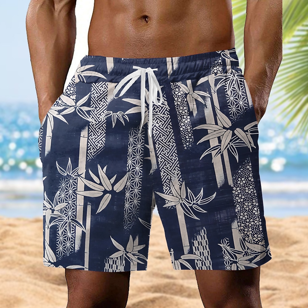 Herren Shorts Kurze Hosen Sommer-Shorts Strandshorts Kurze Hosen Tasche Kordelzug Elastische Taille Baum Pflanzen Tropisch Atmungsaktiv Weich Kurz Casual Täglich Festtage Strassenmode Hawaiianisch Lightinthebox