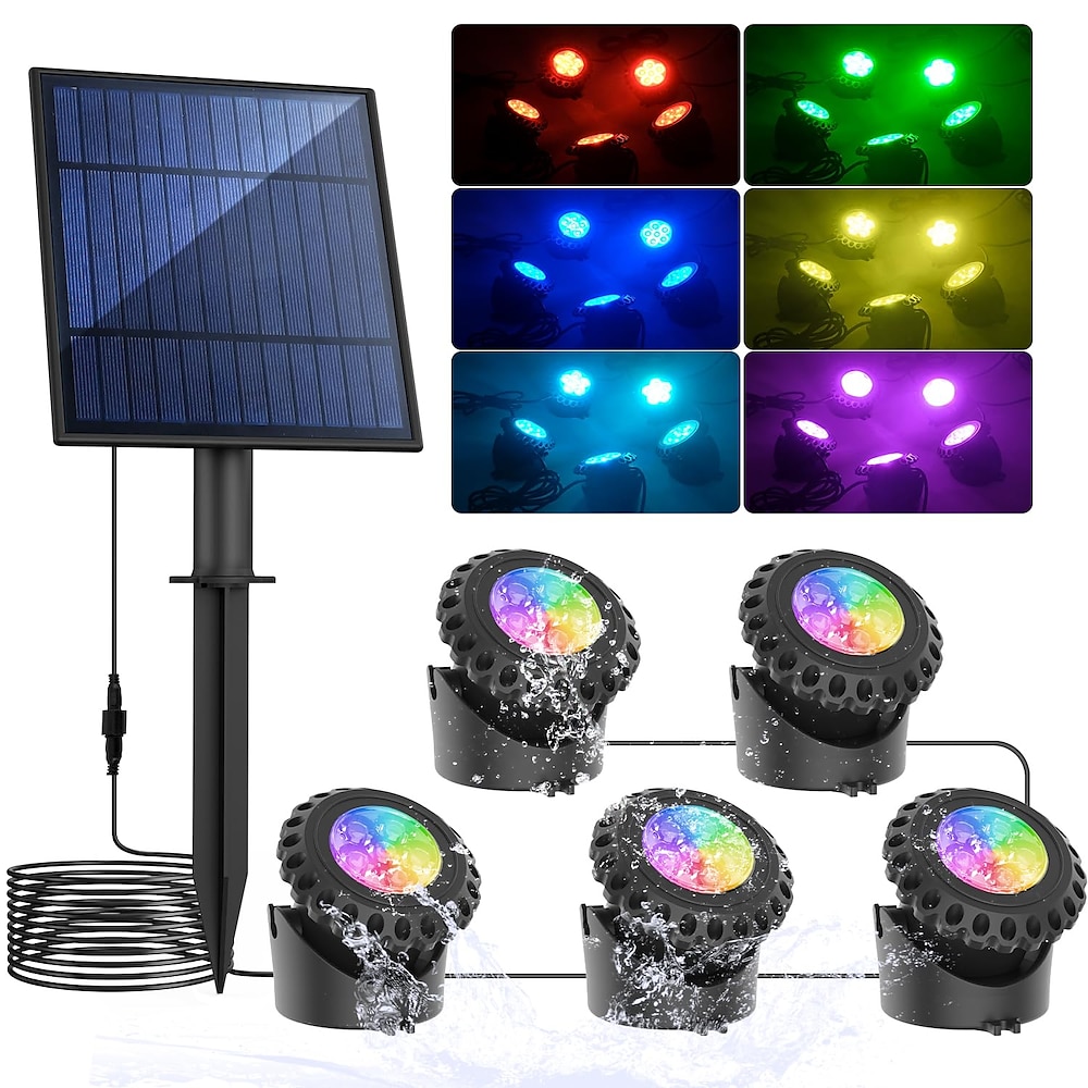 1 pc solar wasserdichte pool licht, teich licht, aquarium beleuchtung, 5 köpfe, 6 licht perlen, unterwasser licht, energie-sparen Lightinthebox