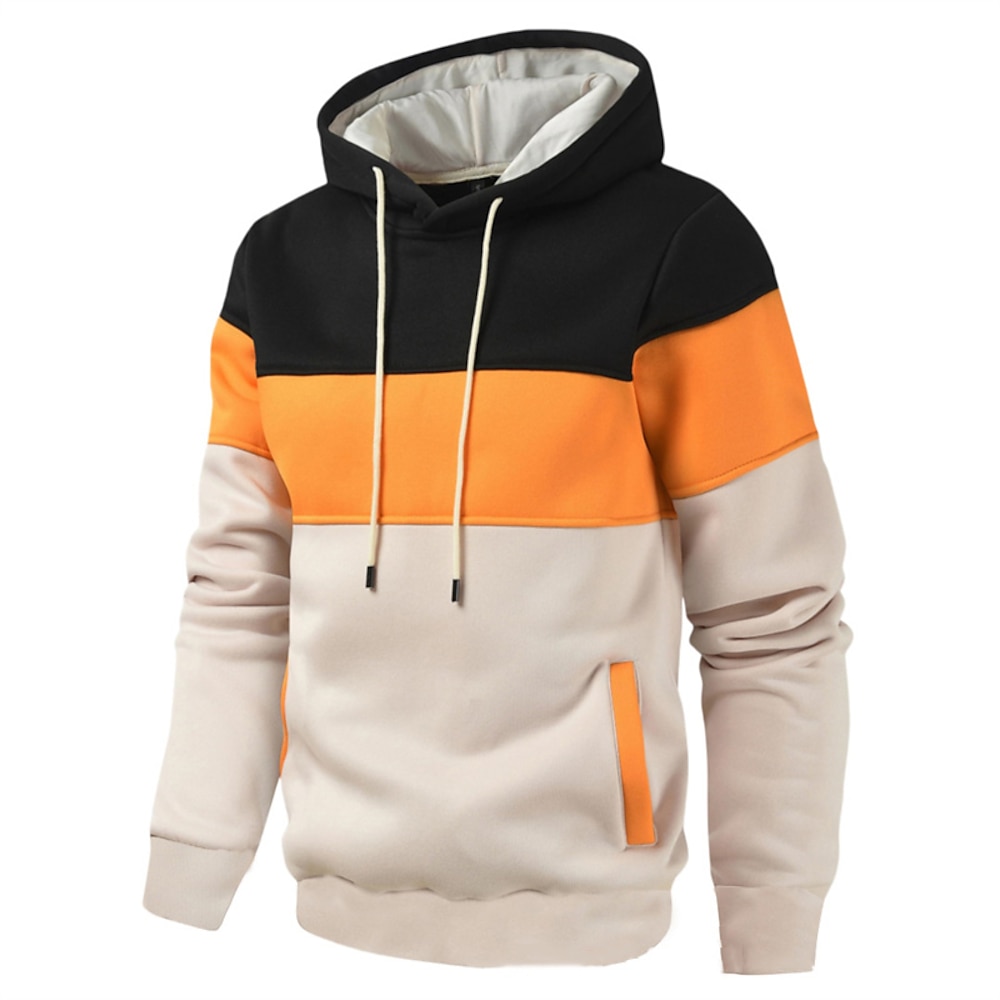 Herren Hoodie Sweatshirt Kapuze Sweatshirt Pullover Rote Blau Dunkelgrün Orange Dunkelgray Mit Kapuze Farbblock Patchwork Tasche Sport Natur Täglich Festtage Polyester Strassenmode Basic Lightinthebox