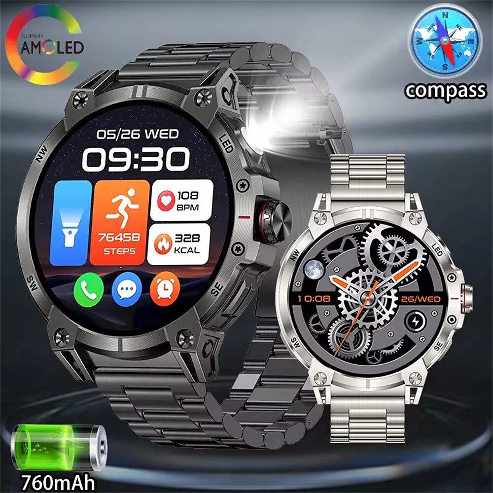 KC89 Smart Watch Bluetooth Anruf LED Taschenlampe Kompass Herzfrequenz 760mAh große Batterie Smartwatch Lightinthebox