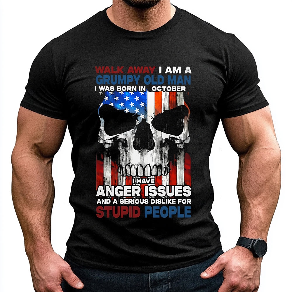 Herren Amerikanische US-Flagge Geburtstag Oktober T Shirt T-Shirt 100% Baumwolle Kurzarm Grafik Hemd Schwarz Hell Gray Bequemes T-Shirt Urlaub Strasse Modedesigner-Kleidung Lightinthebox