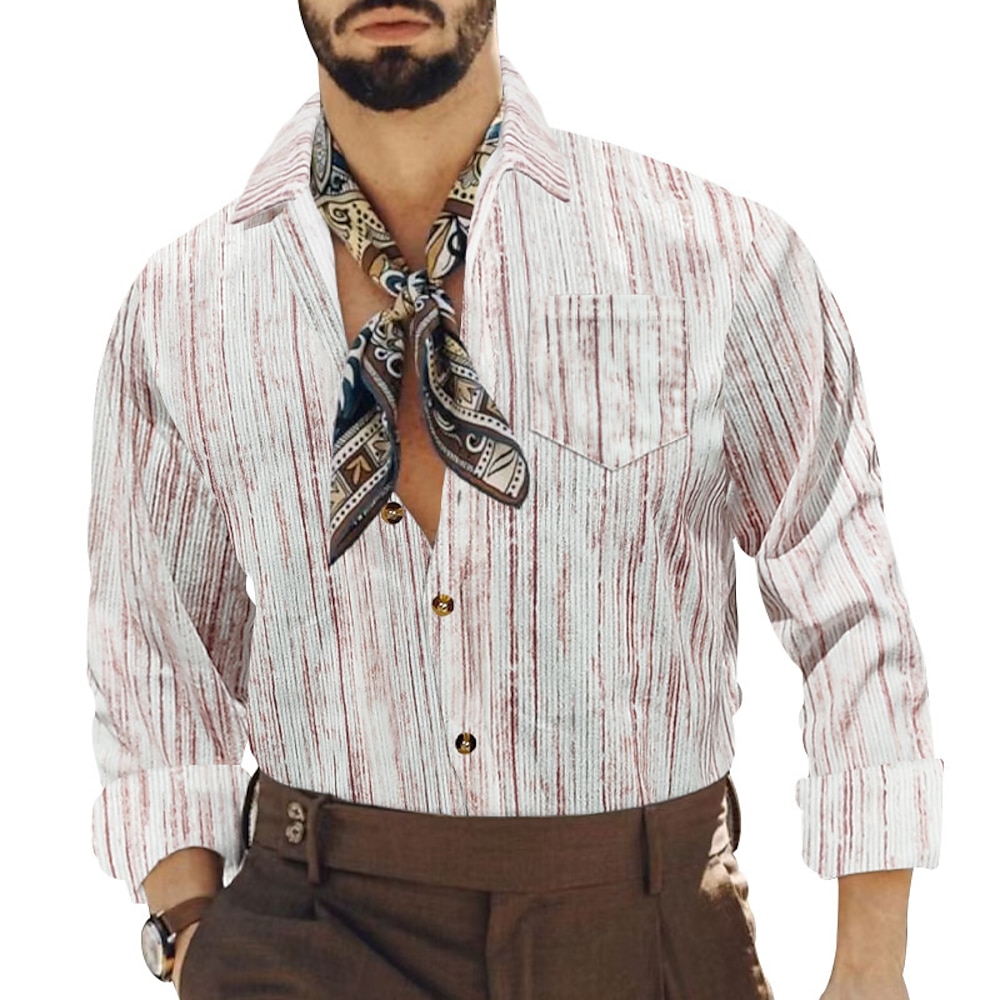 Herren Hemd Sommerhemd Lässiges Hemd Strandhemd Knopfhemd Gelb Rosa Grün Grau Langarm Streifen Kargen Urlaub Hawaiianisch Button-Down Bekleidung Polyester Modisch Brautkleider schlicht Komfortabel Lightinthebox