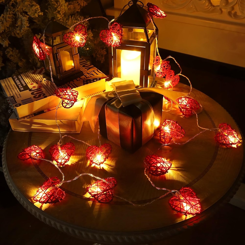 Lichterkette zum Valentinstag, 10/20 LEDs, herzförmige Lichterkette, romantische Lichterkette, batteriebetrieben, Valentinstagsdeko für drinnen und draußen, Hochzeitstag, Feiertagsparty Lightinthebox