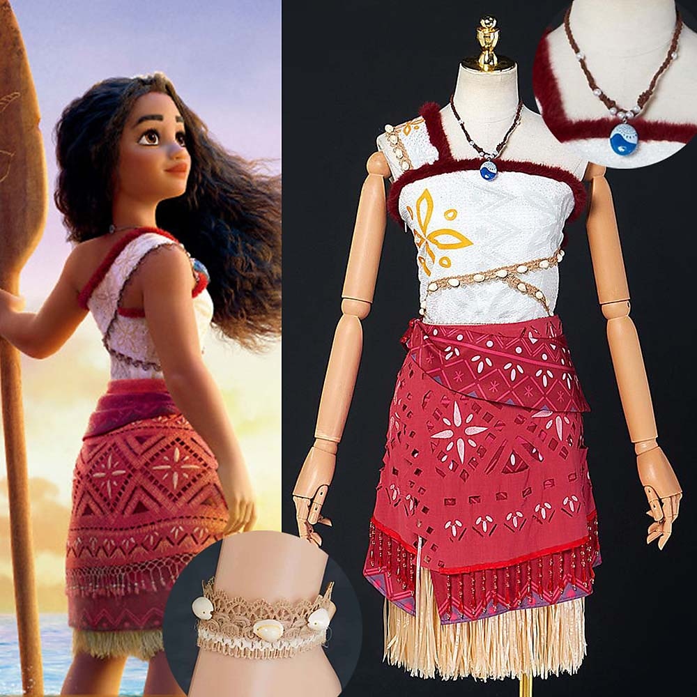 Prinzessin Moana Kostüm Moana 2 Premium Qualität Outfits 6 Teile Kleid Damen Film TV Thema Cosplay Kostüme für Karneval Halloween Party Auftritt Strand Lightinthebox