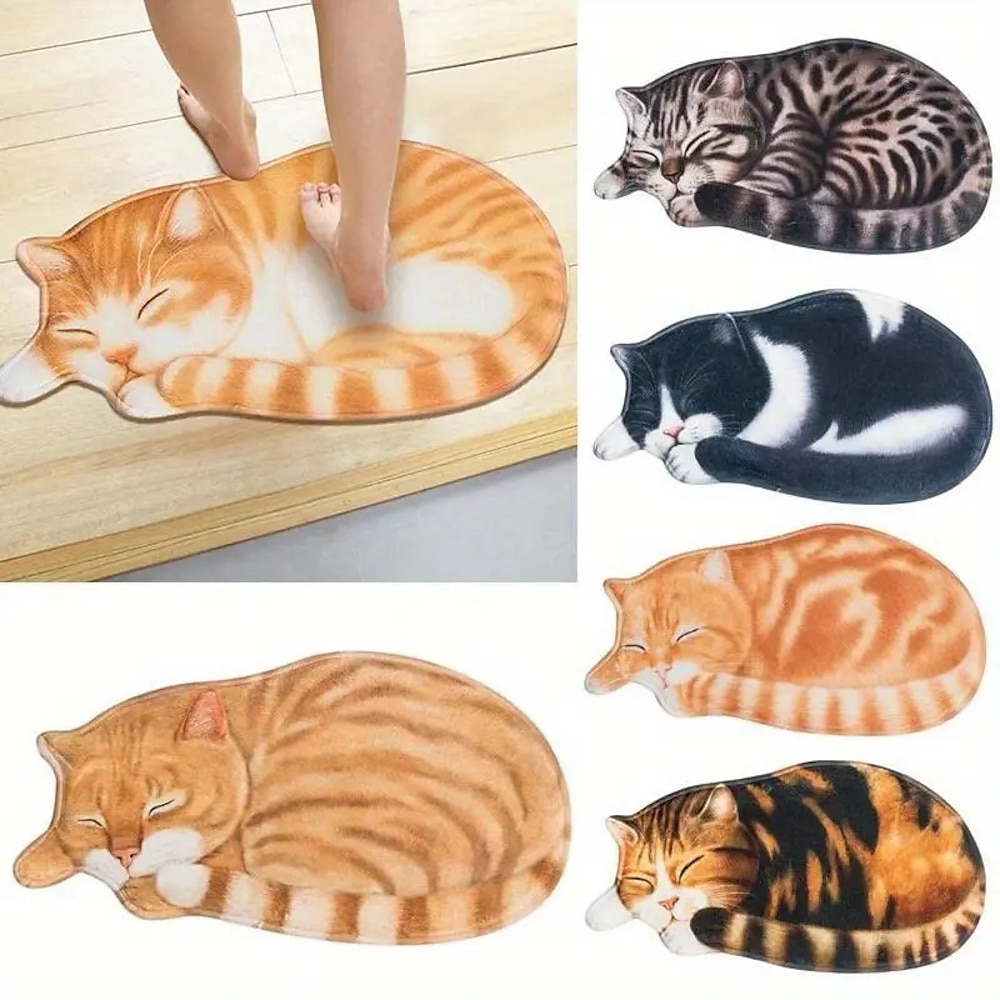 Katzen unregelmäßige Fußmatte Küchenmatte Bodenmatte rutschfester Flächenteppich ölbeständiger Teppich Indoor Outdoor Matte Schlafzimmer Dekor Badezimmermatte Eingangsteppich Lightinthebox