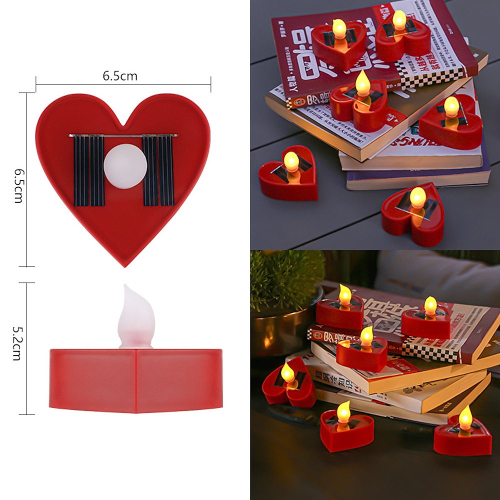 Valentinstag Solar Kerzenlichter wasserdicht Gartenlicht Außentreppe Hochzeitsfeier Hof Gehweg Rasenlicht Atmosphäre dekorative Lichter 6St Lightinthebox