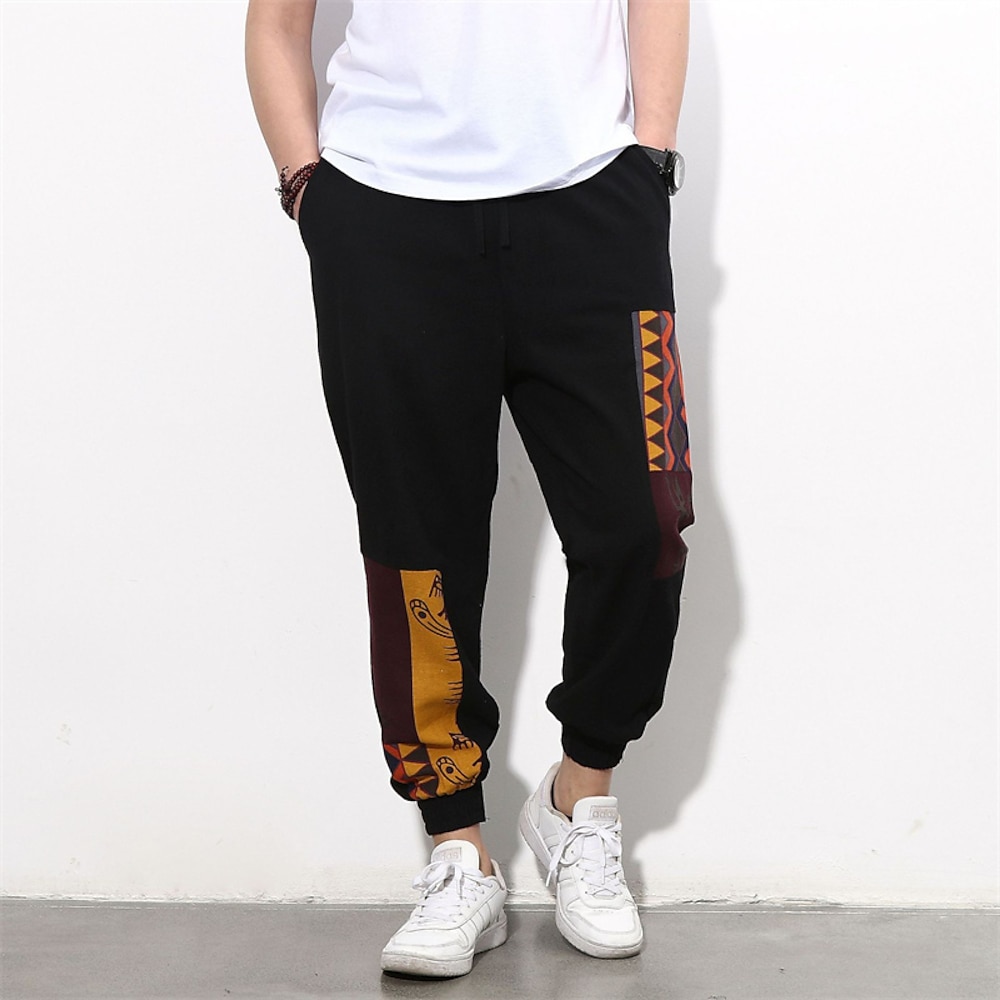 Herren Jogginghose Jogger Leinenhose Hose Hosen Sommerhosen Haremshose Patchwork Kordelzug Elastische Taille Glatt Komfort Atmungsaktiv Knöchellänge Outdoor Casual Täglich Modisch Klassicher Stil Lightinthebox