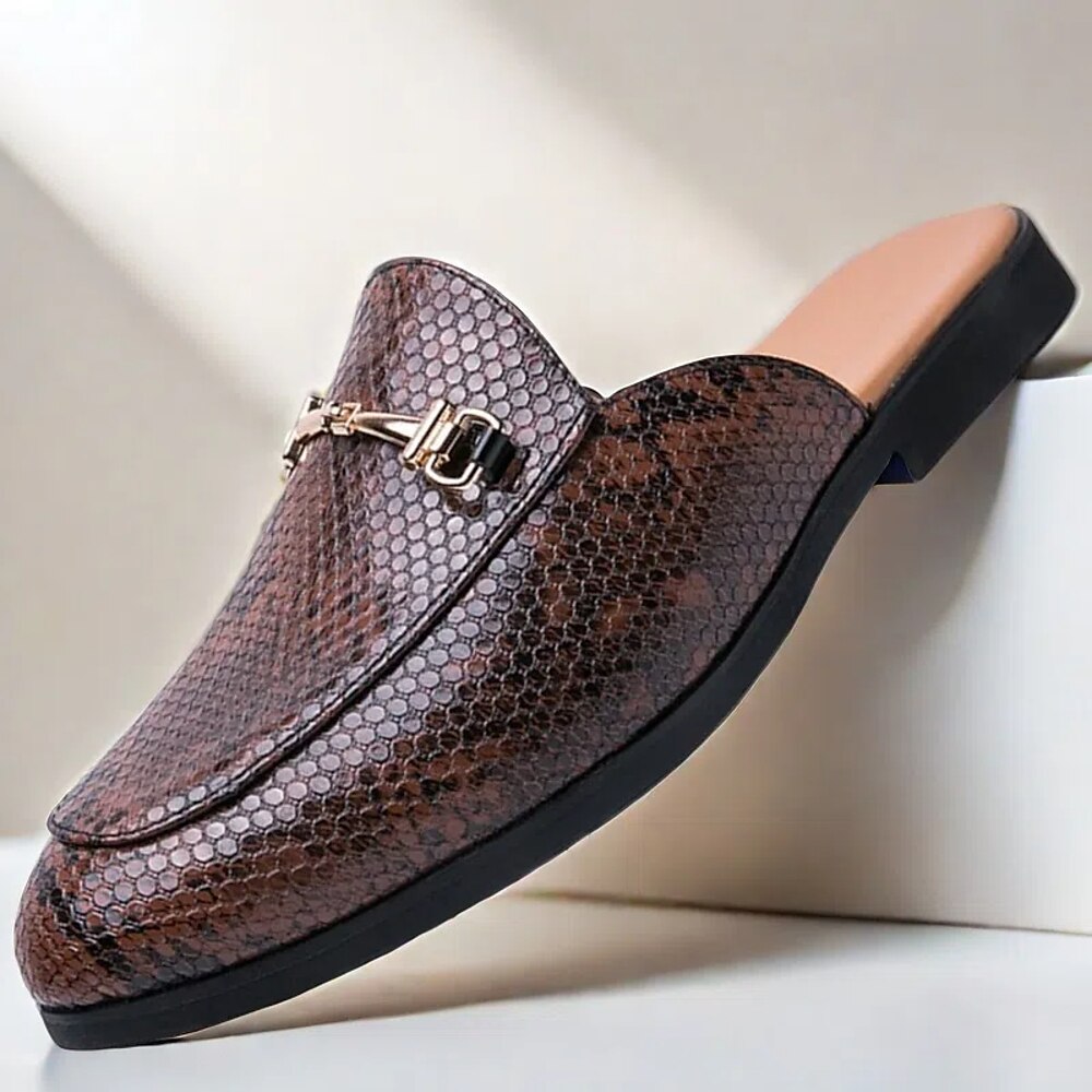 Braune Loafer mit Schlangenmuster für Herren - Slipper aus Kunstleder mit Metallschnalle für Freizeit und formelle Kleidung Lightinthebox