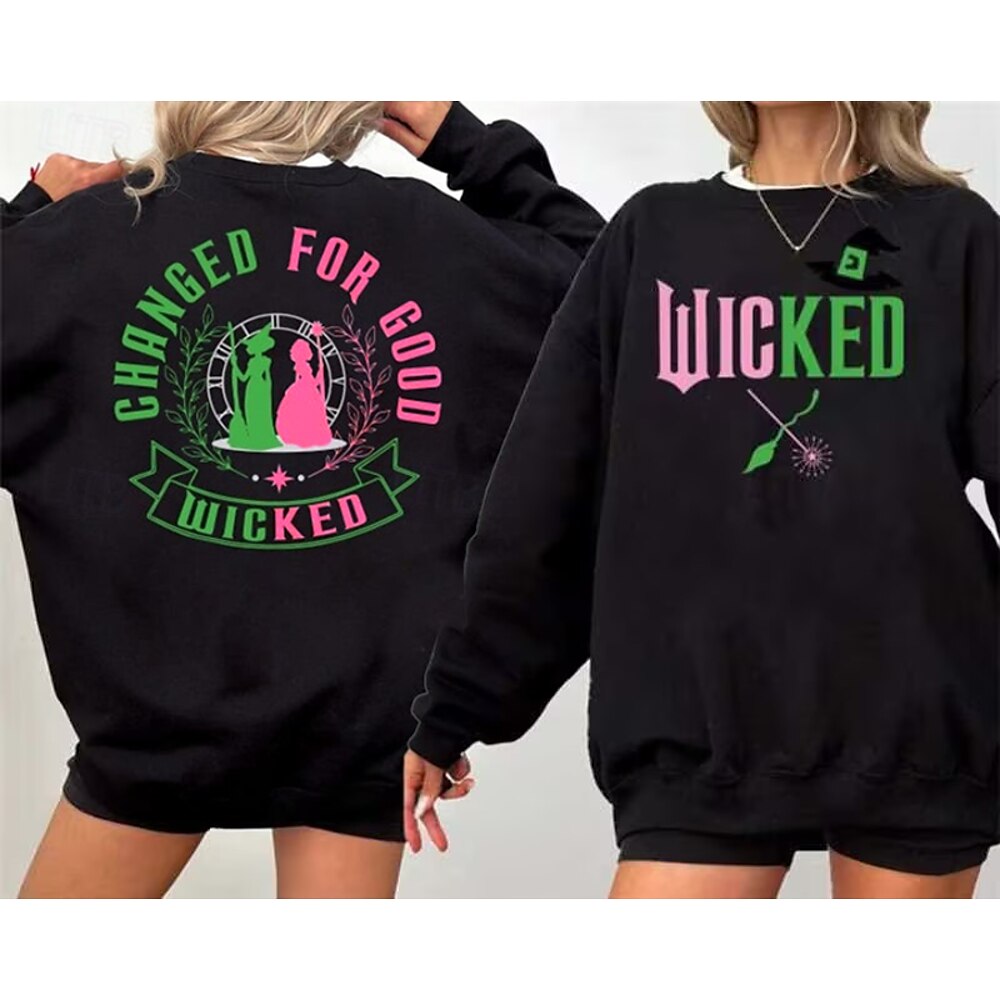 Böse Shiz-Universität Hexe Glinda Elphaba Pullover Zeichen Pink und Grün Für Paar Herren Damen Erwachsene Maskerade Heißprägen Casual Lightinthebox