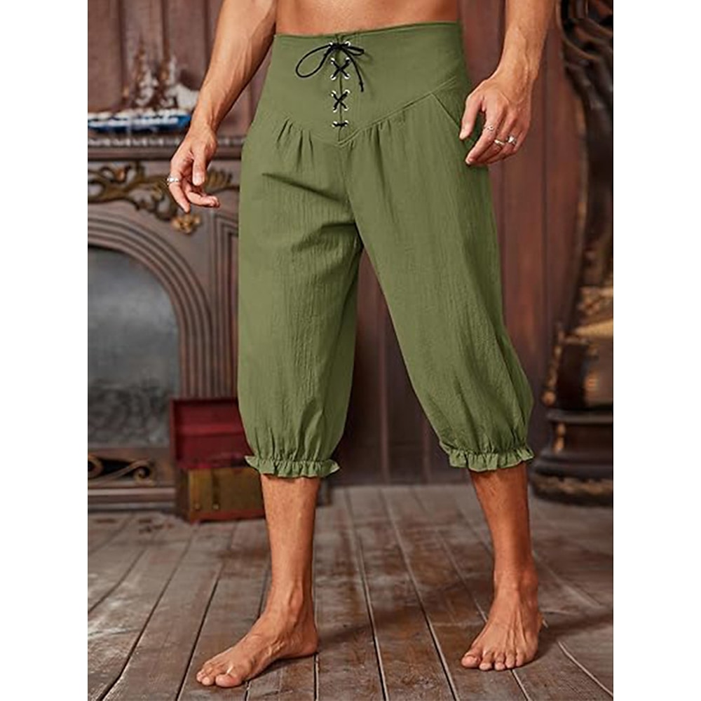 Vintage Mittelalterlich Renaissance Kurze Hosen Piratenhose Kreuzritter Ranger Herren Feste Farbe Maskerade Casual Erwachsene Hosen Sommer Lightinthebox