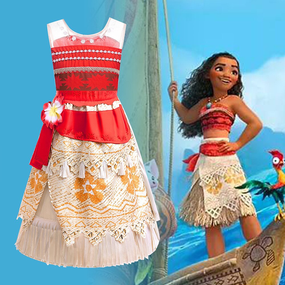 Moana Prinzessin Moana Kleid Kostüm Mädchen Film Cosplay Kostüme zum Thema Film und Fernsehen Karneval Kindertag Welttag des Buches Party Geburtstag Strand Lightinthebox