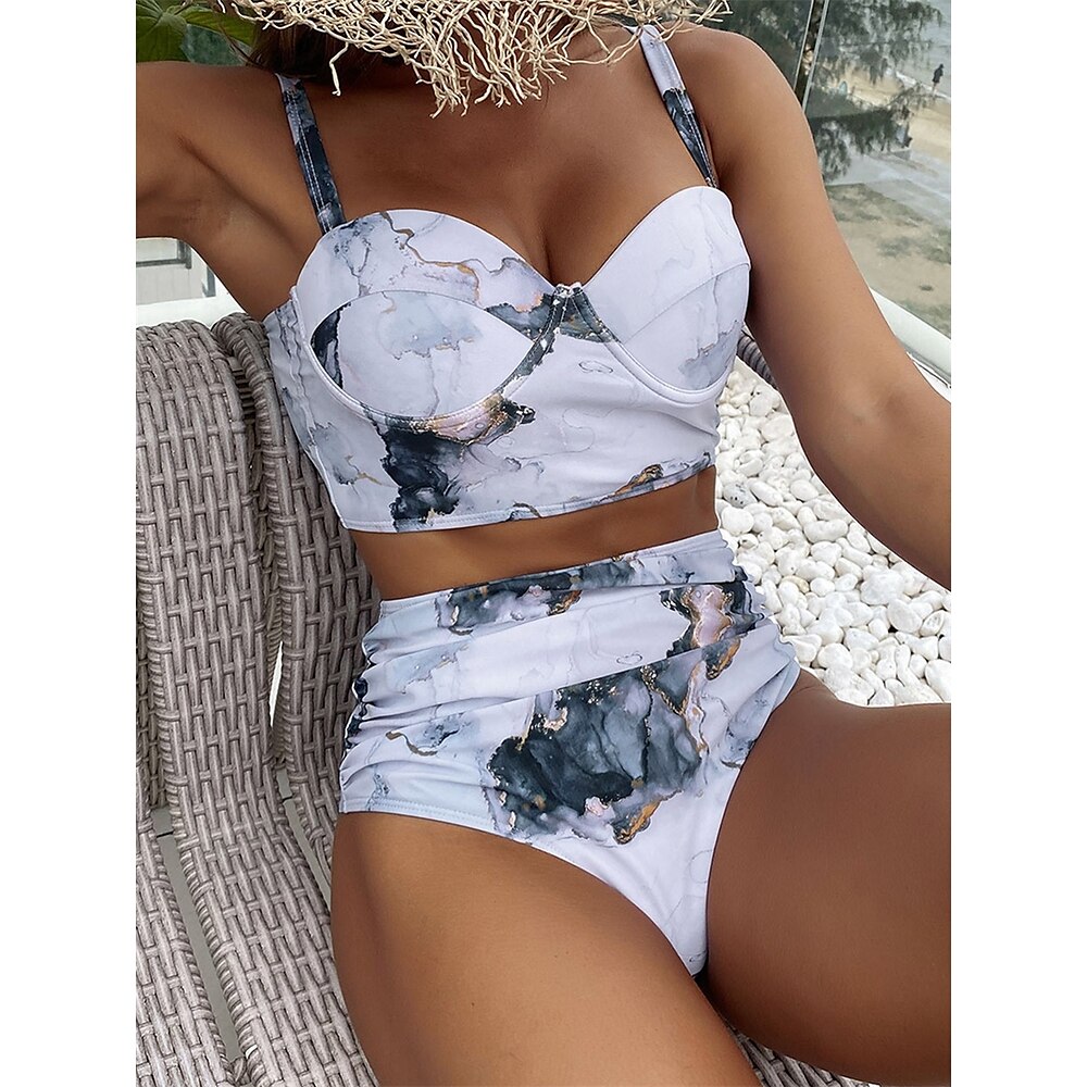 Damen Badeanzug Bikinis Bademode Patchwork Bauchkontrolle Hohe Taillenlinie Schlank Urlaub Strandbekleidung Farbblock V-Wire Ausschnitt Ärmellos Badeanzüge Lightinthebox