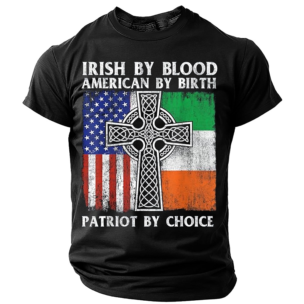 St. Patrick Herren Kleeblatt Glückliche Iren T Shirt Kurzarm T-Shirt 3D-Druck Rundhalsausschnitt Hemd Designer Brautkleider schlicht Party Festtage Klub Schwarz Grau Sommer Frühling Bekleidung S M L Lightinthebox