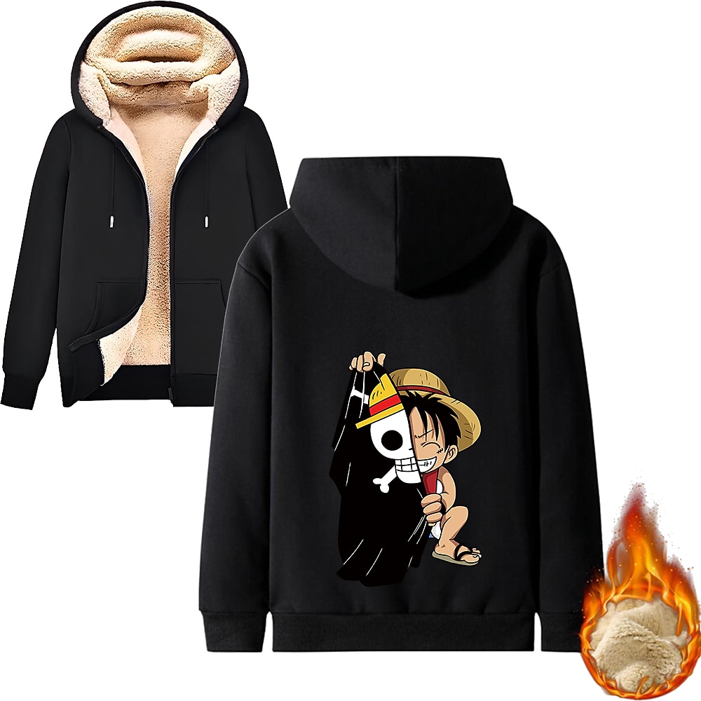 One Piece Kapuzenshirt Hoodie mit Reißverschluss Kapuzenpulli Grafik-Drucke Harajuku Grafik Kawaii Für Paar Herren Damen Erwachsene Zurück zur Schule Heißprägen Casual Lightinthebox