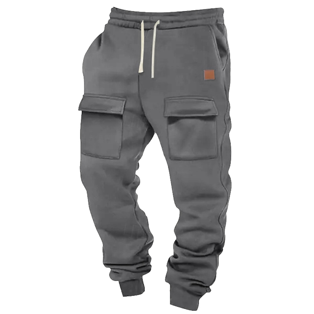 Herren Jogginghose Trainingshose Jogginghose Jogger Hose Hosen Cargo-Jogginghose Kordelzug Elastische Taille Vordertasche Glatt Komfort Atmungsaktiv Outdoor Täglich Ausgehen Modisch Brautkleider Lightinthebox