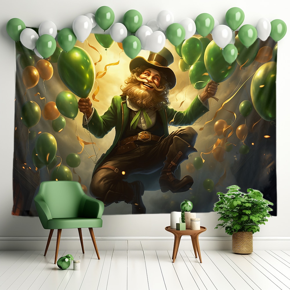 St. Patrick's Day Wandteppich Kleeblatt Wandkunst großer Wandteppich Wanddeko Fotografie Kulisse Decke Vorhang Haus Schlafzimmer Wohnzimmer Dekoration Lightinthebox