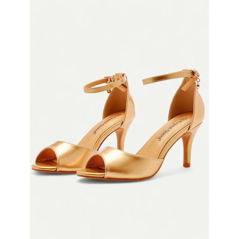 goldene Peep-Toe-Stilettos für Damen mit Fesselriemchen, elegantes Design für Hochzeiten, Partys und formelle Anlässe Lightinthebox