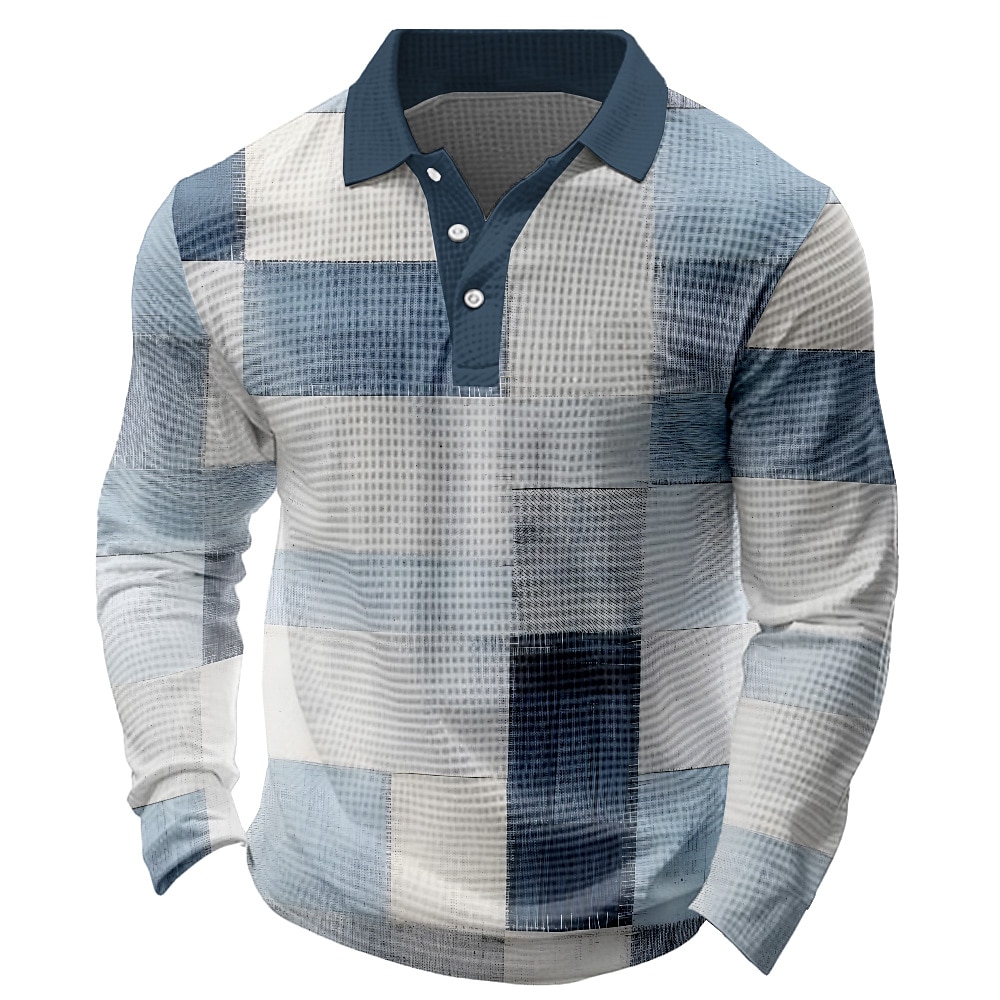 Herren Graphic Poloshirts zum Suchbegriff: Waffel Langarm Polo-Shirts Hemden mit Kragen Brautkleider schlicht Outdoor Athlässigkeit Strassenmode Knopf Blau Grün Grau Lightinthebox