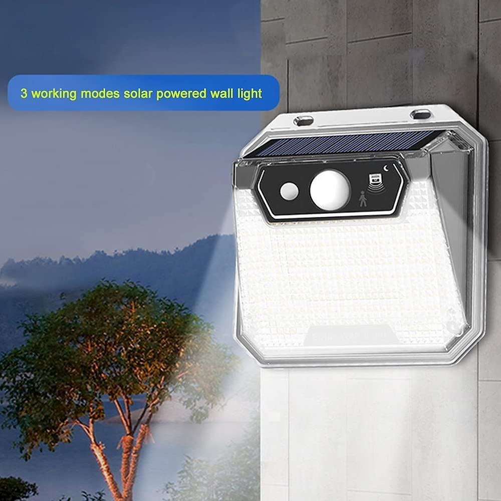 1 pc solar außen wasserdicht solar wand licht 124 led strahlen hof garten balkon veranda zaun garage pfad lane beleuchtung ip64 wasserdicht Lightinthebox